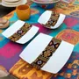Gifts - Limited Edition: Set of 6 Customizable Square Plates – Ndop Black Pattern, Unique Cameroonian Craftsmanship - KEMI HOME ART