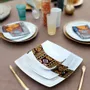 Gifts - Limited Edition: Set of 6 Customizable Square Plates – Ndop Black Pattern, Unique Cameroonian Craftsmanship - KEMI HOME ART