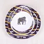 Gifts - Customizable Table Art Set: 6 Oval Fine Porcelain Plates with Baoulé Black & Yellow Motif, Inspired by Ivory Coast - KEMI HOME ART