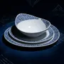 Gifts - Indigo Glow: Set of 6 customizable French porcelain oval plates with unique sun-inspired handcrafted motif - KEMI HOME ART