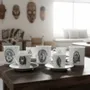 Gifts - Customizable Art Mug: Dan & Yacouba Masks - Unique French Porcelain - KEMI HOME ART