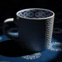 Cadeaux - Mug Indigo Personnalisable : Porcelaine Française aux Motifs Solaires Africains, Créations Uniques et Sur Mesure - KEMI HOME ART