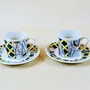 Gifts - Customizable Fine Porcelain Coffee Cup & Saucer - 'Protective Eye' WAX Pattern, Unique & Elegant - KEMI HOME ART