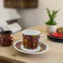 Gifts - Customizable Fine Porcelain Coffee Cup - Unique Handcrafted Bogolan Ethnic Pattern - KEMI HOME ART