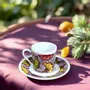 Gifts - Awaken your senses with this customizable fine porcelain coffee cup, 'Wedding Flowers' WAX pattern – A vibrant tribute to love and African tradition - KEMI HOME ART