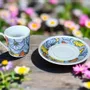 Gifts - Wedding Blossom: Customizable Porcelain Coffee Cup & Saucer - Unique Wax Hibiscus Flower Pattern - KEMI HOME ART