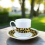Gifts - Customizable WAX Coffee Cup & Saucer - 'Macaroni' Yellow Pattern, Fine French Porcelain Made to Order - KEMI HOME ART