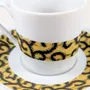 Gifts - Customizable WAX Coffee Cup & Saucer - 'Macaroni' Yellow Pattern, Fine French Porcelain Made to Order - KEMI HOME ART