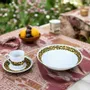 Gifts - Customizable WAX Coffee Cup & Saucer - 'Macaroni' Yellow Pattern, Fine French Porcelain Made to Order - KEMI HOME ART