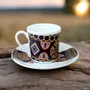 Gifts - Sensory Awakening: Customizable French Porcelain Coffee Cup with Ndop Bamoun Cameroonian Patterns - KEMI HOME ART
