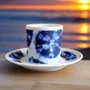 Gifts - African Spark: Customizable Porcelain Cup & Saucer - Unique Reversed Indigo Pattern - KEMI HOME ART