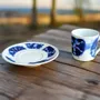 Gifts - African Spark: Customizable Porcelain Cup & Saucer - Unique Reversed Indigo Pattern - KEMI HOME ART