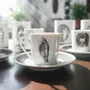Gifts - Customizable fine porcelain coffee cup: Senoufo art & Ivorian masks, made-to-order unique piece - KEMI HOME ART