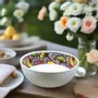 Gifts - Customizable Fine Porcelain Bowl - Unique WAX 'Wedding Flowers' Bordeaux Red Motif, French Craftsmanship - KEMI HOME ART