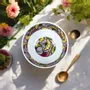 Gifts - Customizable Fine Porcelain Bowl - Unique WAX 'Wedding Flowers' Bordeaux Red Motif, French Craftsmanship - KEMI HOME ART