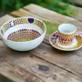Gifts - Customizable Porcelain Bowl - Yellow Gammaphone Pattern, African Elegance and Unique Rhythm - KEMI HOME ART