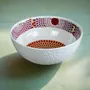 Gifts - Customizable Porcelain Bowl - Red & Yellow Gammaphone Motif, African Wax Elegance - KEMI HOME ART