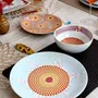 Gifts - Customizable Porcelain Bowl - Red & Yellow Gammaphone Motif, African Wax Elegance - KEMI HOME ART