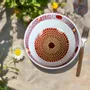 Gifts - Customizable Porcelain Bowl - Red & Yellow Gammaphone Motif, African Wax Elegance - KEMI HOME ART