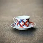 Cadeaux - Élégante tasse à thé personnalisable en porcelaine française avec motifs WAX africains - Soucoupe assortie - Pièce unique sur commande - KEMI HOME ART