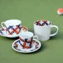 Cadeaux - Élégante tasse à thé personnalisable en porcelaine française avec motifs WAX africains - Soucoupe assortie - Pièce unique sur commande - KEMI HOME ART