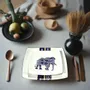 Gifts - Baoulé Elephants: Customizable Square Porcelain Plate Set - Ivorian Craftsmanship & Tradition - KEMI HOME ART