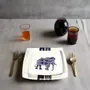 Gifts - Baoulé Elephants: Customizable Square Porcelain Plate Set - Ivorian Craftsmanship & Tradition - KEMI HOME ART