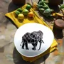 Gifts - Handcrafted Oval Porcelain Bowl - Customizable Elephant & Senufo Black Motif - Unique French Table Art Piece - KEMI HOME ART