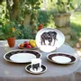 Gifts - Handcrafted Oval Porcelain Bowl - Customizable Elephant & Senufo Black Motif - Unique French Table Art Piece - KEMI HOME ART
