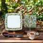 Gifts - WAX Wonder: Customizable French Porcelain Plate Set with Unique Green Floral Motif for Weddings & Celebrations - KEMI HOME ART