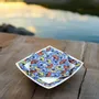 Gifts - Blue WAX Elegance: Customizable French Porcelain Plate Set - Unique Floral Motifs for Weddings & Celebrations - KEMI HOME ART