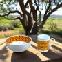 Gifts - Cultural Awakening: Customizable French Porcelain Breakfast Set, Ntshak Kuba Motif - Unique and Elegant Craftsmanship - KEMI HOME ART
