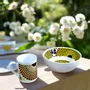 Gifts - Customizable Breakfast Set in Fine Porcelain - Unique Gamma Phone WAX Pattern - Plate, Bowl & Mug Handcrafted - KEMI HOME ART