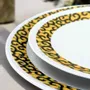 Gifts - Limited Edition: Customizable Set of 6 Fine Porcelain Plates - Yellow Macaroni WAX Pattern, Unique French Craftsmanship - KEMI HOME ART