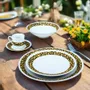Gifts - Limited Edition: Customizable Set of 6 Fine Porcelain Plates - Yellow Macaroni WAX Pattern, Unique French Craftsmanship - KEMI HOME ART