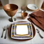 Gifts - Limited Edition: Set of 6 Customizable French Porcelain Plates - Niger's Kounta Ethnic Pattern & Elegant Elephant - KEMI HOME ART