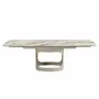 Tables Salle à Manger - Table à rallonges ovale en marbre porcelainé et acier sable métallisé - ANGEL CERDÁ