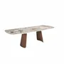 Tables Salle à Manger - Table à rallonges ovale en marbre porcelainé et noyer - ANGEL CERDÁ
