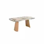 Tables Salle à Manger - Table à rallonges ovale en marbre porcelainé et chêne - ANGEL CERDÁ