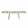 Tables Salle à Manger - Table à rallonges ovale en marbre porcelainé et chêne - ANGEL CERDÁ