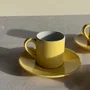 Mugs - Set of 4 Italian espresso cups and vintage yellow saucers - OFFICE OBJETS