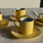 Mugs - Set of 4 Italian espresso cups and vintage yellow saucers - OFFICE OBJETS