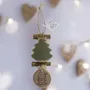 Savons - Tresse 1 Sapin Vert Parfum Cèdre avec Rond Bois Gravé "Tête de Père Noël" - FABRIQUE LOMAELLE