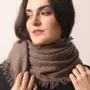 Scarves - Taupe - Pure Cashmere Diamond Yarn Hand Knitted Scarf - PASHMA