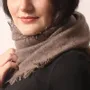 Scarves - Taupe - Pure Cashmere Diamond Yarn Hand Knitted Scarf - PASHMA