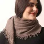Scarves - Taupe - Pure Cashmere Diamond Yarn Hand Knitted Scarf - PASHMA