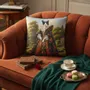 Linens - Aristocratic Bestiary 7 (Lady Felindale) — Velvet Cushion Cover 45cm x 45cm - LAURE WELFLING - DJEBELI