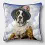 Linge - Bestiaire Aristocratique 17 (La Marquise de Saint-Bernard) — Housse Coussin Velours 45cm x 45cm - LAURE WELFLING - DJEBELI