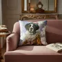 Linge - Bestiaire Aristocratique 17 (La Marquise de Saint-Bernard) — Housse Coussin Velours 45cm x 45cm - LAURE WELFLING - DJEBELI