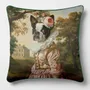 Linge - Bestiaire Aristocratique 22 (La Baronne de Boston Terrier) — Housse Coussin Velours 45cm x 45cm - LAURE WELFLING - DJEBELI
